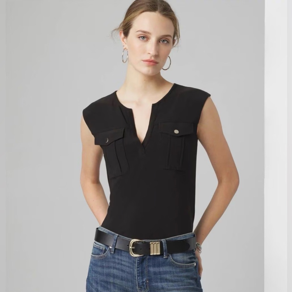 White House Black Market Sleeveless Notch Neck Top.